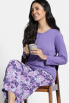 Zivame 2 Mile Fashion Knit Cotton Pyjama Set -Aster Purple — thumbnail 1